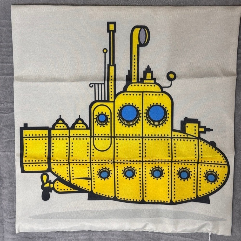 Set of 2 Beatles Yellow Submarine Decorative Pillow Covers 17.5x17.5‎ Square